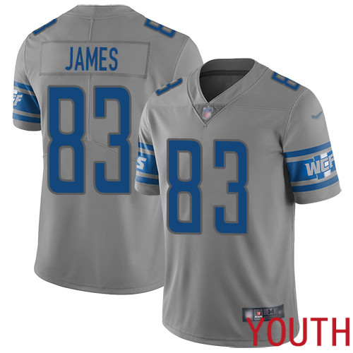 Detroit Lions Limited Gray Youth Jesse James Jersey NFL Football #83 Inverted Legend